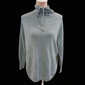 Cynthia Rowley 100% Fine Merino Wool Cowl Tie Neck Blue Capsule Classic Small